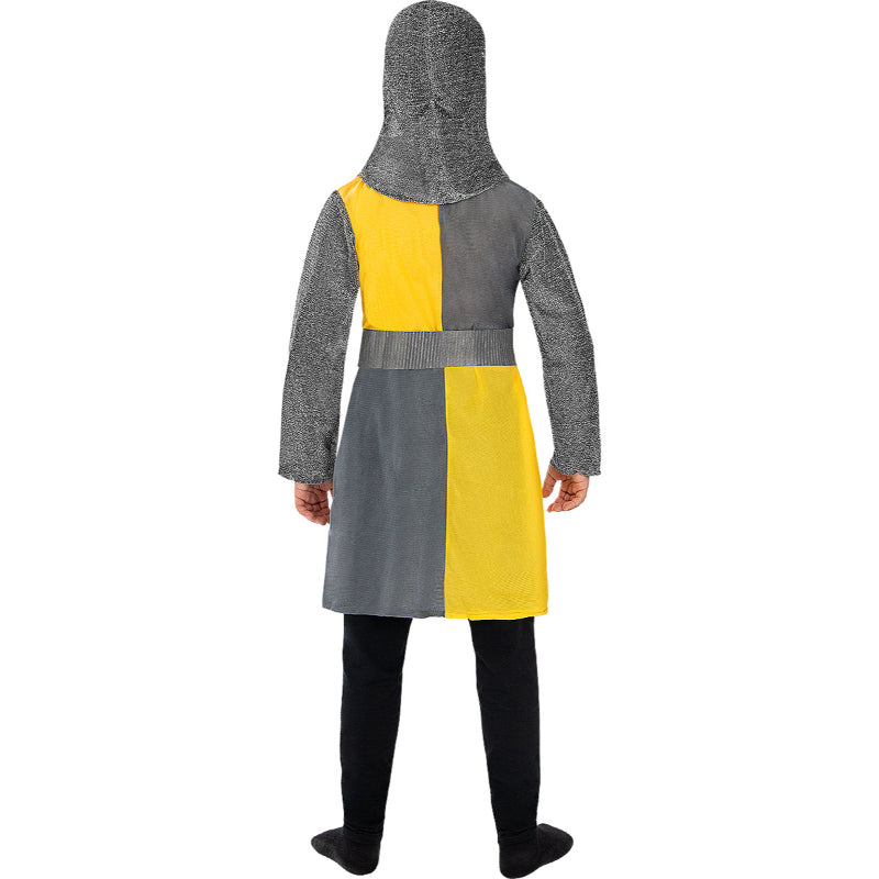 Disfraz de Caballero medieval gris y amarillo para niño Espalda