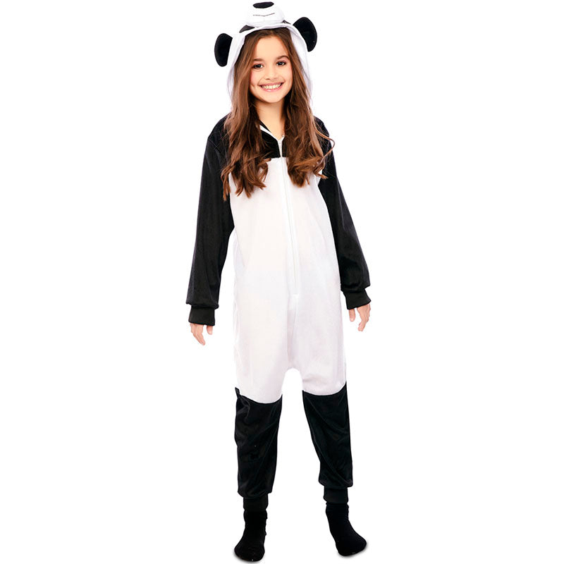 Disfraz de Oso Panda blanco y negro kigurumi infantil Niña