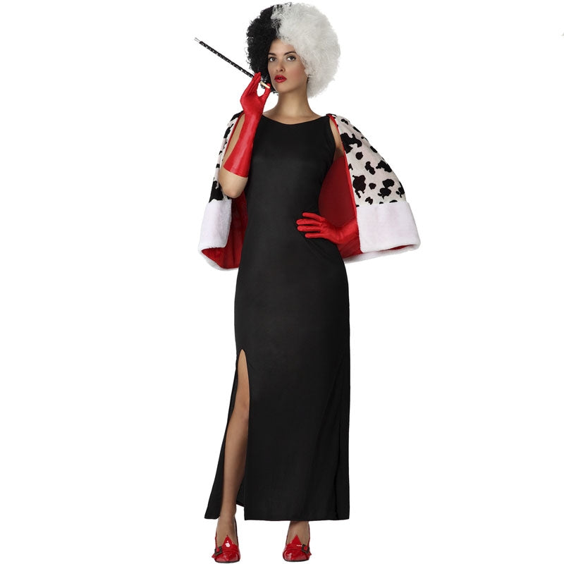 Disfraz de Cruella de Vil con capa para mujer