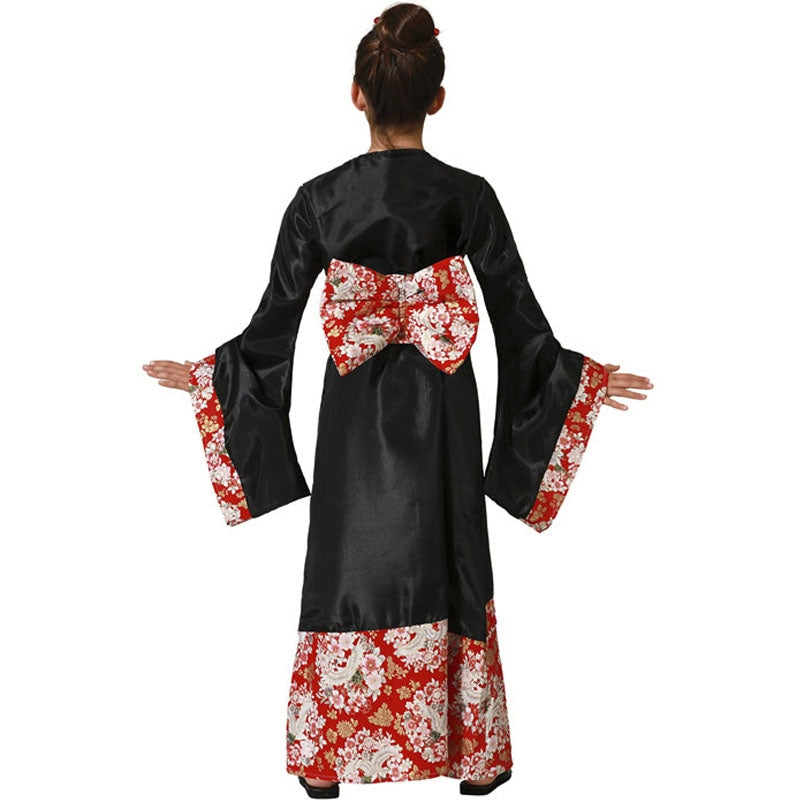 Disfraz de Geisha con kimono para niña espalda