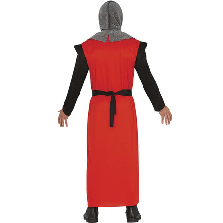 Disfraz de Guerrero Medieval rojo para hombre espalda