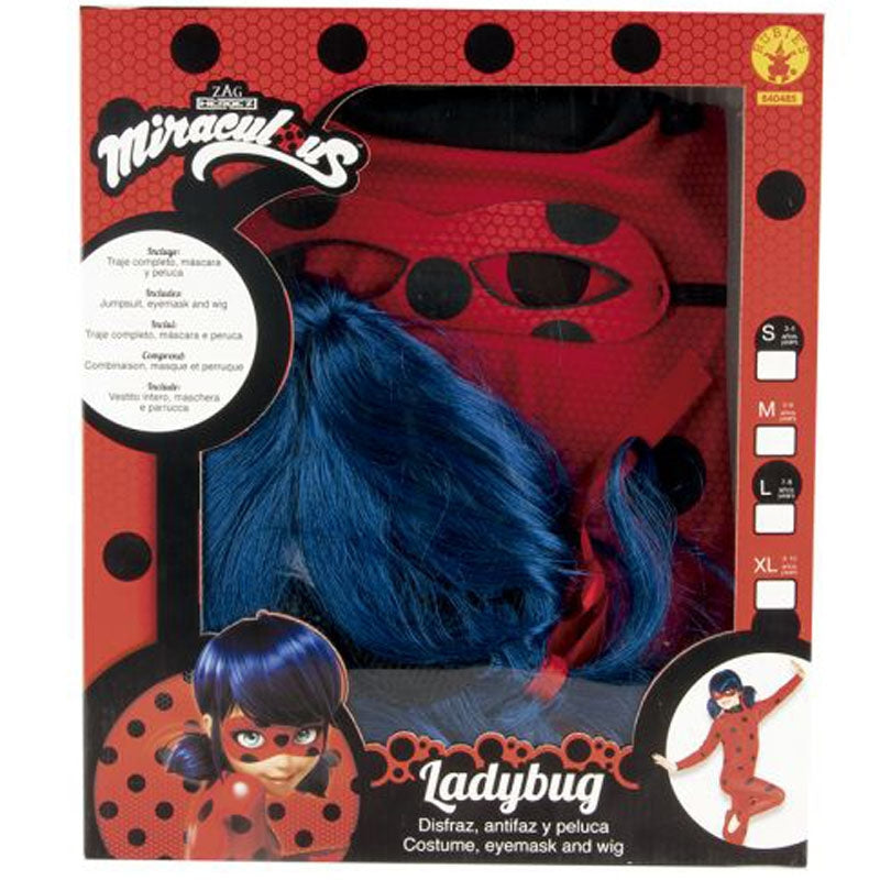 Disfraz de Ladybug con peluca para niña packaging