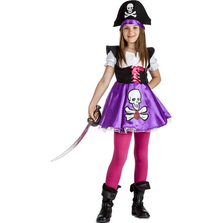 Disfraz de Pirata morado para niña