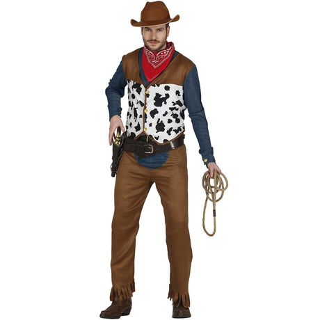 Disfraz de Vaquero con estampado de vaca para hombre