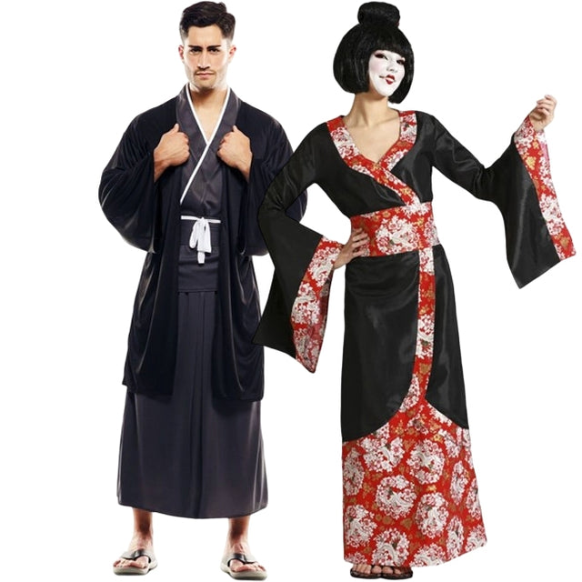 ¡Haz el pedido de esta pareja de disfraces Japoneses Tradicionales a juego y vive la experiencia original de disfrazarte a conjunto!