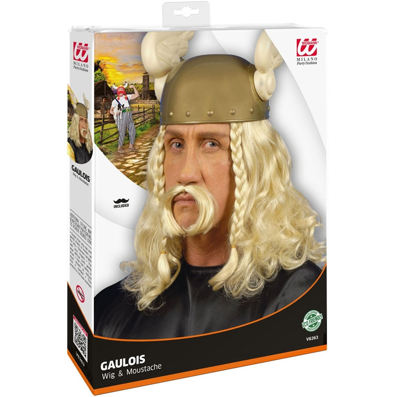 Peluca Astérix con bigote packaging