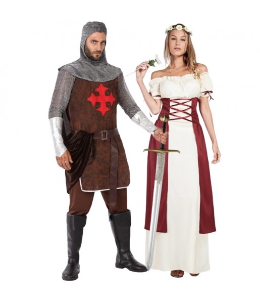 Costumi di coppia Cavaliere e dama medievali