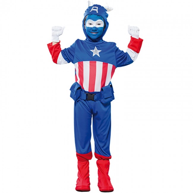 Costume Capitan America petto muscoloso per bambino