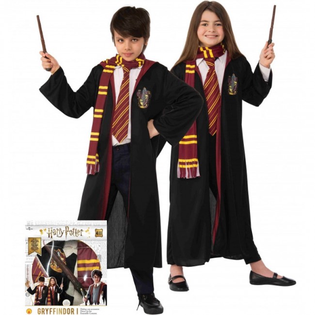 Costume Harry Potter Deluxe con Mantello Bacchetta Originale Bambino