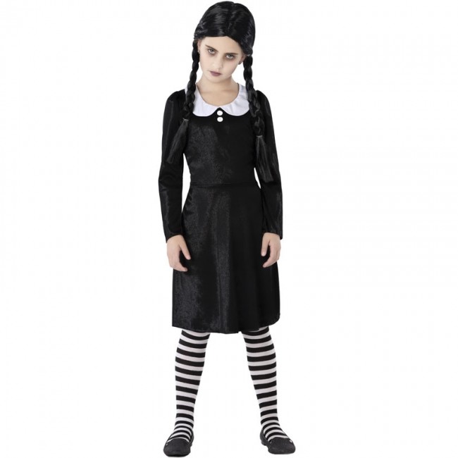 ▷ Costume Morticia La famiglia Addams bambina per Halloween e
