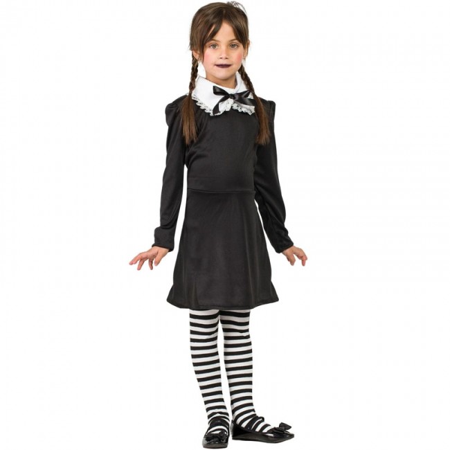 Costume da Mercoledì Addams Bambina Horror Vestito Carnevale Halloween
