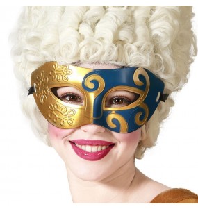 Maschera veneziana oro-blu per completare il costume