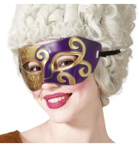 Maschera veneziana oro-viola per completare il costume