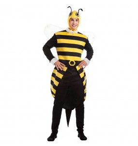 Un uomo in costume da ape con un abito giallo ai
