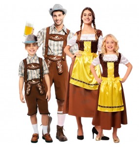 Costumi Bavaresi marroni dell'Oktoberfest per gruppi e famiglie