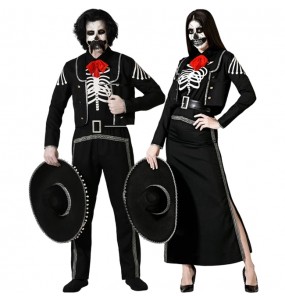 Costumi di coppia Scheletri messicani scuri