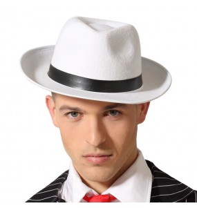 Cappello da gangster borsalino bianco per completare il costume