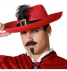 Cappello da moschettiere rosso per completare il costume