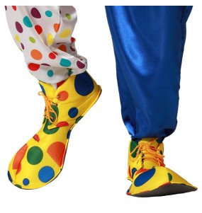 Scarpe da clown piccole con pois multicolori per completare il costume